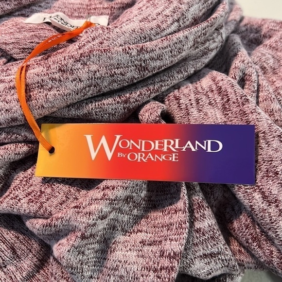 WONDERLAND BY ORANGE PURPLE MARBLE LONG SLEEVE ASYMMETRICAL SWEATER Medium NEW - Picture 9 of 10